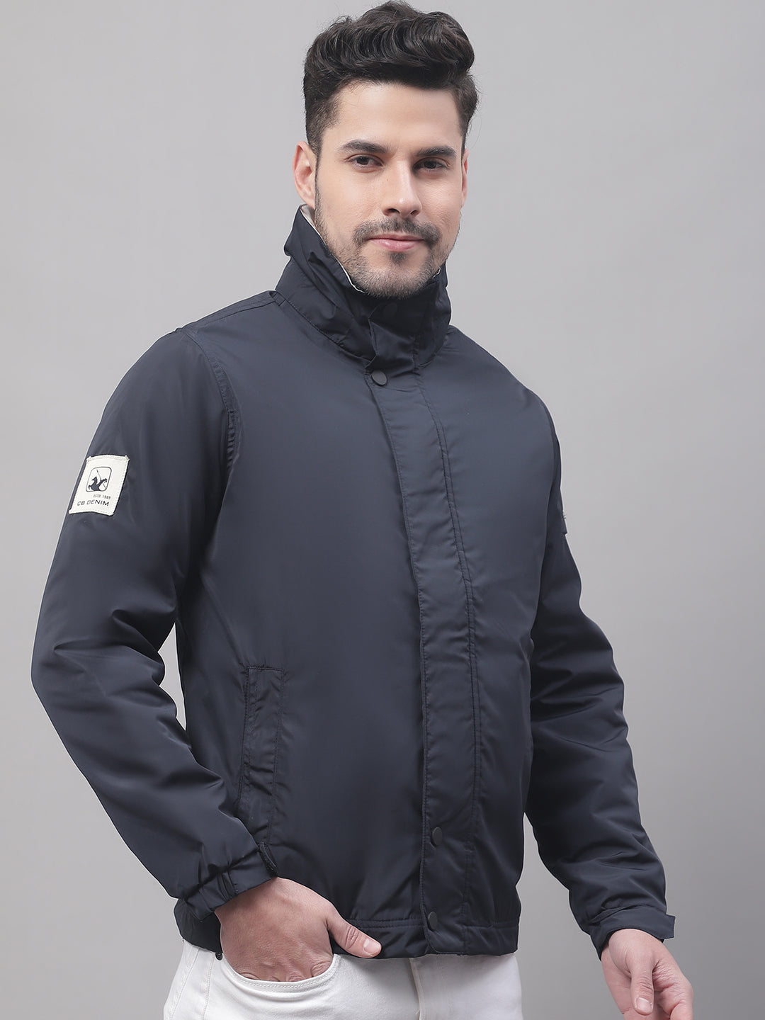 Cantabil Men Navy Blue Jacket (7091542392971)