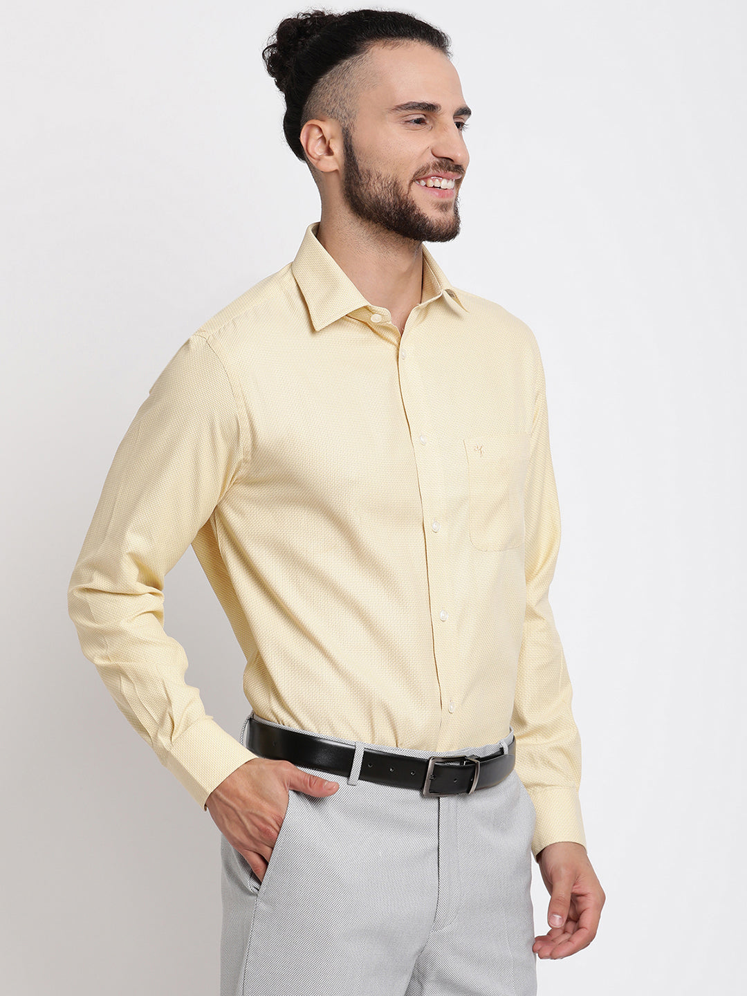Cantabil Men's Yellow Formal Shirt (6767563341963)