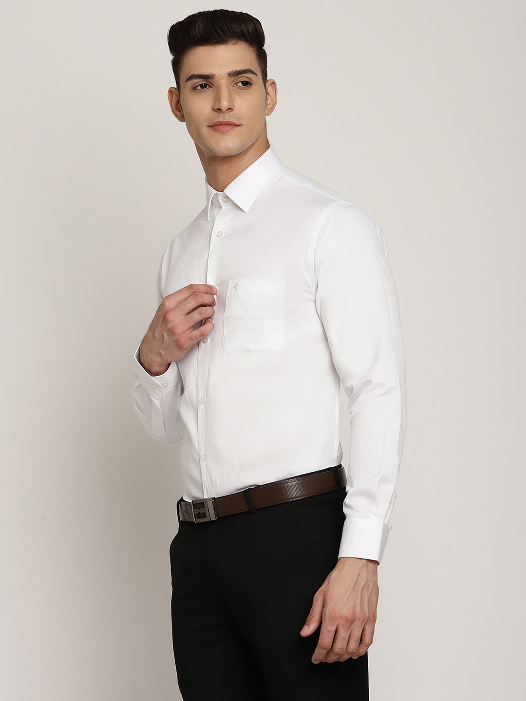 Cantabil Men's White Formal Shirt (6830266679435)