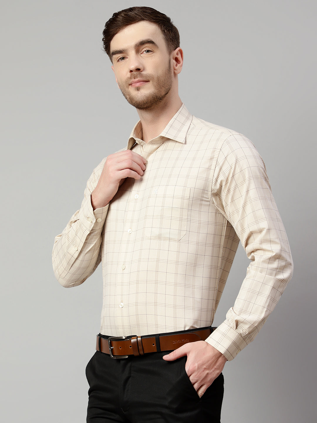 Cantabil Men Fawn Shirt (7113716334731)