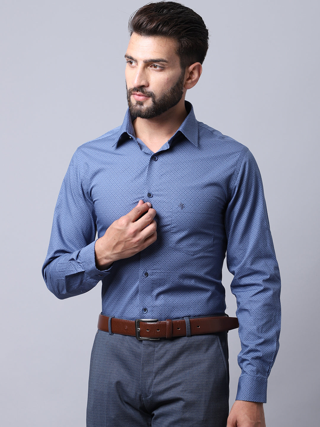 Cantabil Men's Navy Party Wear Shirt (7008145866891)