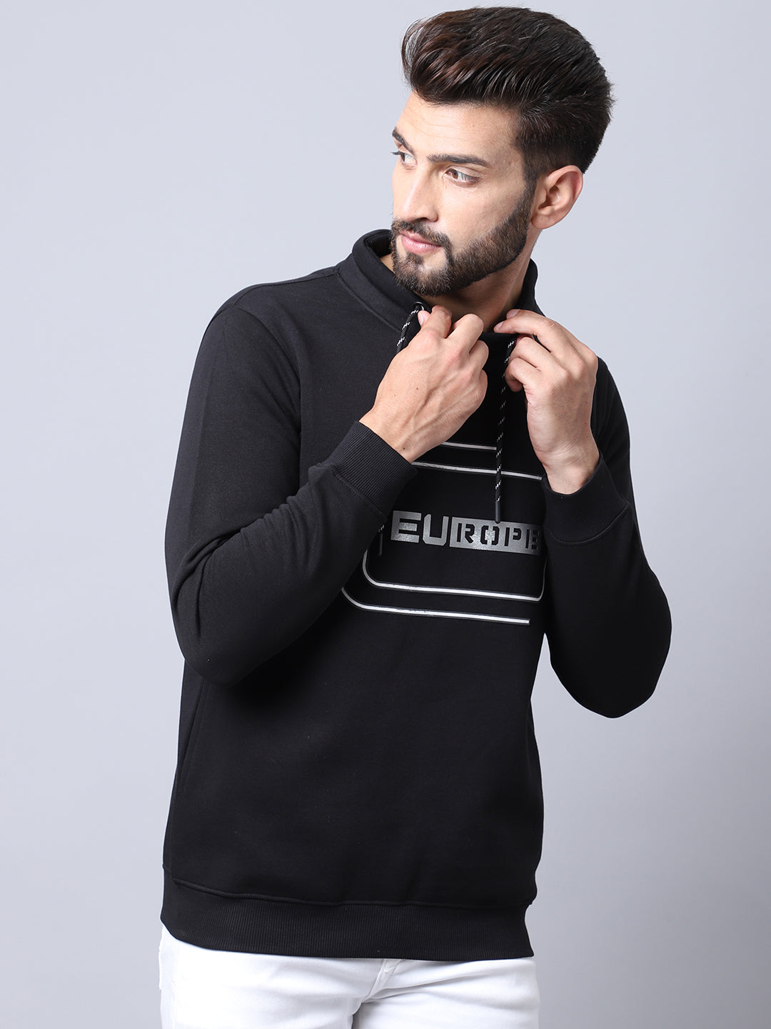 Cantabil Black Sweatshirt for Men's (7018466836619)