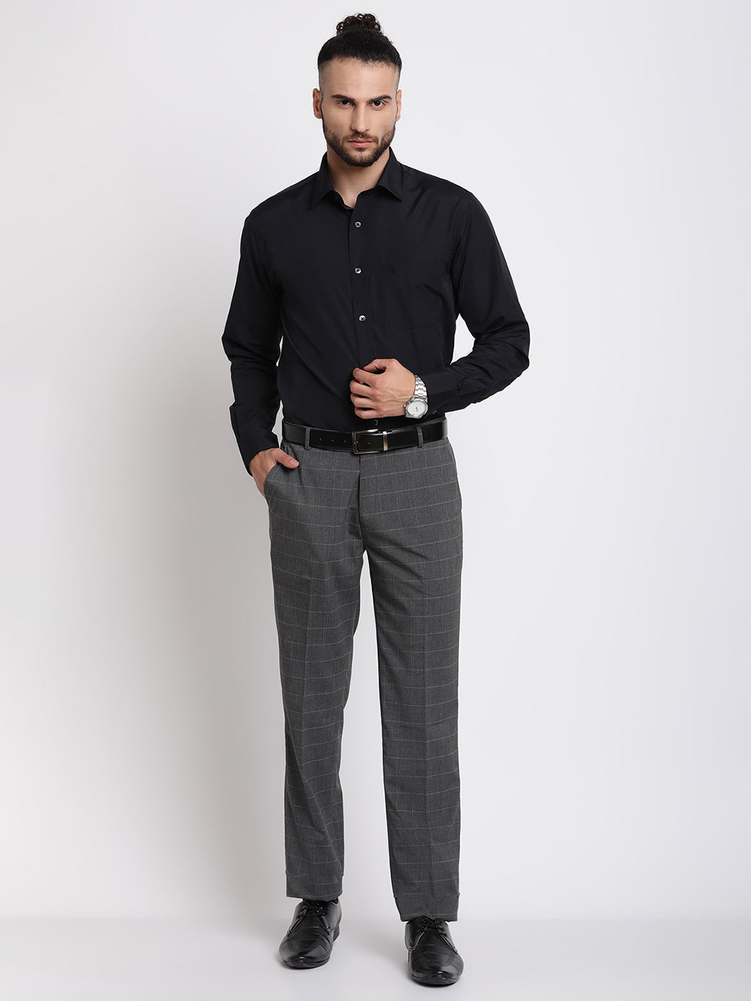 Cantabil Men's Dark Grey Formal Trousers (6768485630091)