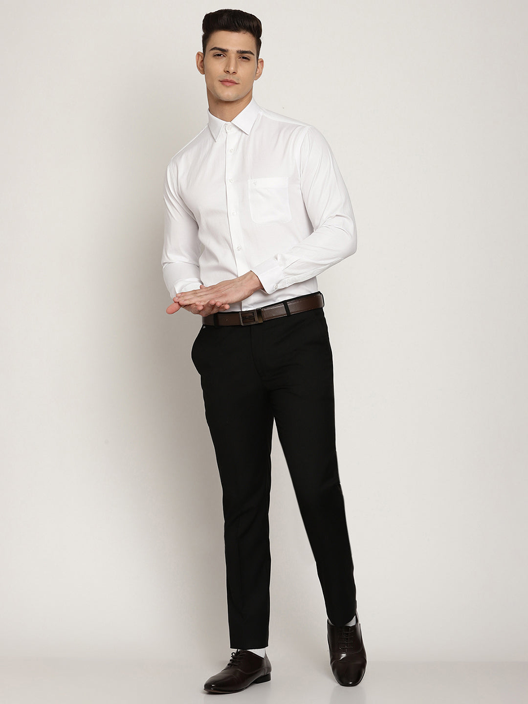 Cantabil Men's Black Formal Trousers (6829057212555)