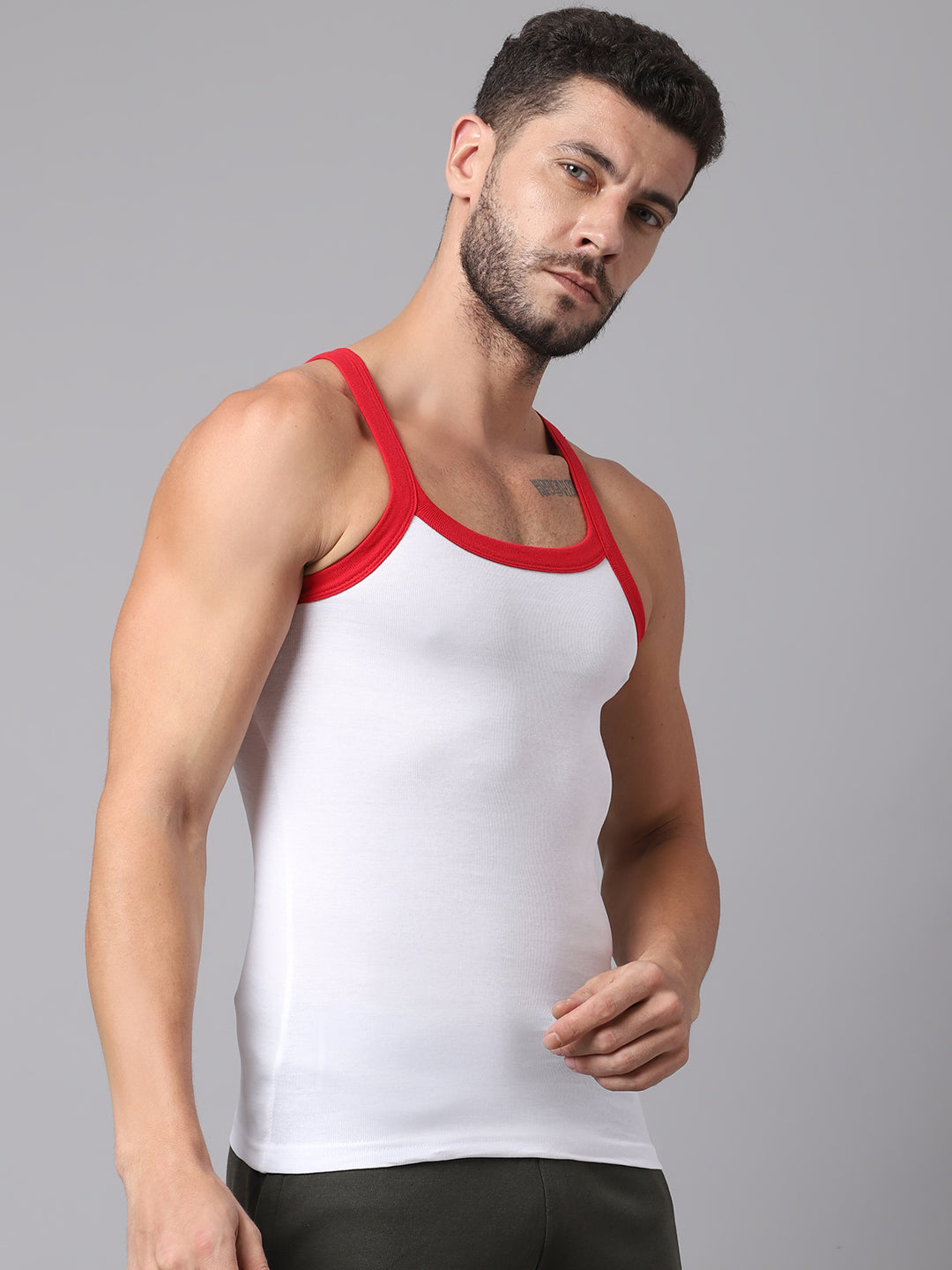 Cantabil Mens Pack of 2 White Vest (7043145302155)