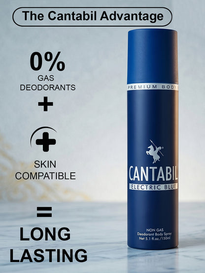 Cantabil Unisex Electric Blue Deodorant Spray Pack of 3 | 450ml