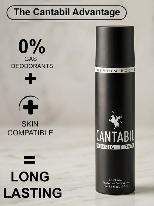 Cantabil Unisex Silver Amber, Electric Blue, Midnight Date Deodorant Spray Pack of 3 | 450ml
