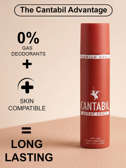 Cantabil Unisex Burnt Brick Deodorant Spray Pack of 3 | 450ml