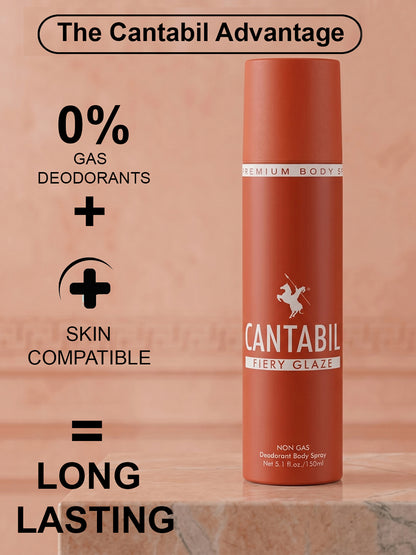 Cantabil Unisex Fiery Glaze Deodorant Spray Pack of 3 | 450ml