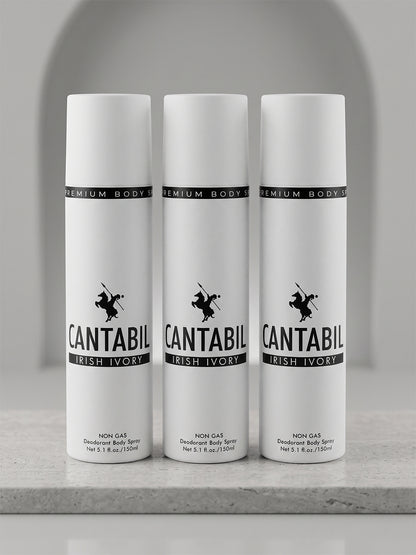 Cantabil Unisex Irish Ivory Deodorant Spray Pack of 3 | 450ml