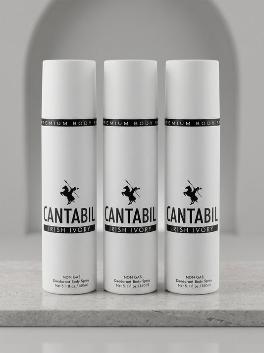 Cantabil Unisex Irish Ivory Deodorant Spray Pack of 3 | 450ml