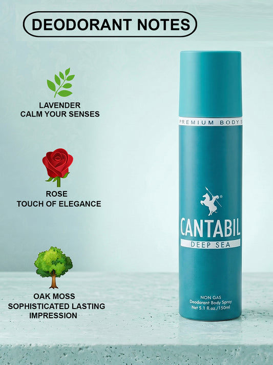 Cantabil Unisex Deep Sea ,Electric Blue ,Burnt Brick Deodorant Spray Pack of 3 | 450ml