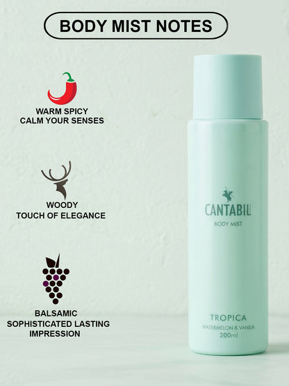 Luxury Long Lasting Tropica Body Spray Mist for Men & Women | Pack of 2 x 200ml