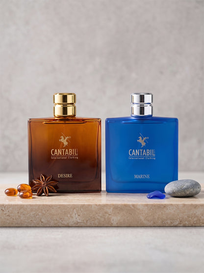 Cantabil Luxury Long Lasting Desire & Marine Perfume for Men & Women | 2x100ml with Lemon, Jasmine & Musk | Eau De Parfum