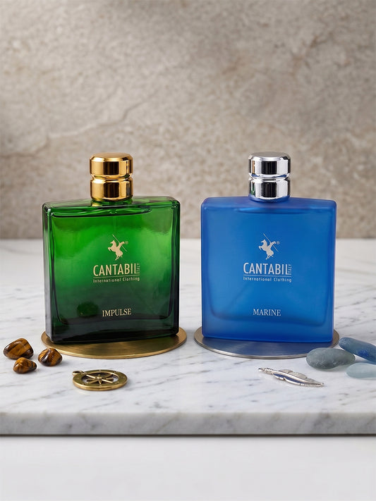 Cantabil Luxury Long Lasting Impulse & Marine Perfume for Men & Women | 2x100ml with Lemon, Jasmine & Musk | Eau De Parfum