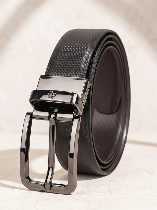 Men's Black & Brown Reversible Formal Leather Belt| Premium Rotating Twist Buckle | Gents Stylish Waist Belt