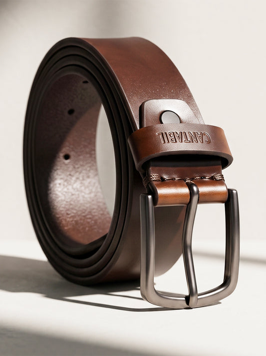 Men's Burgundy Solid Formal Belt