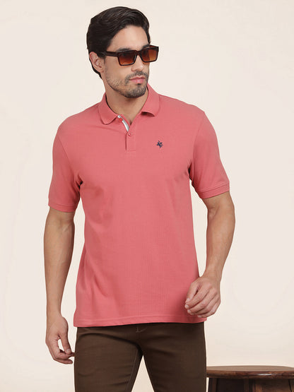 T-Shirt for Men | Breathable & Soft with Color Fastness Regular Fit Polo Neck Poly Cotton Fabric Solid Pattern