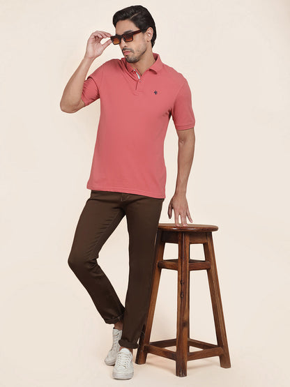 T-Shirt for Men | Breathable & Soft with Color Fastness Regular Fit Polo Neck Poly Cotton Fabric Solid Pattern