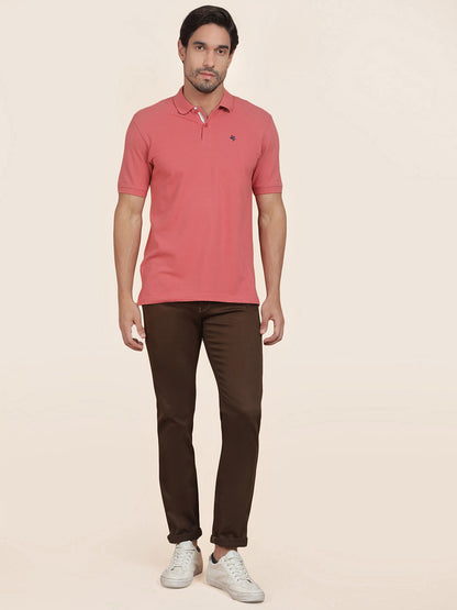 T-Shirt for Men | Breathable & Soft with Color Fastness Regular Fit Polo Neck Poly Cotton Fabric Solid Pattern