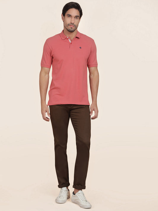 T-Shirt for Men | Breathable & Soft with Color Fastness Regular Fit Polo Neck Poly Cotton Fabric Solid Pattern