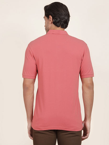 T-Shirt for Men | Breathable & Soft with Color Fastness Regular Fit Polo Neck Poly Cotton Fabric Solid Pattern
