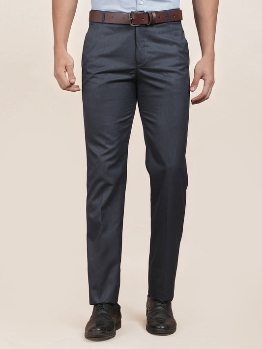Formal Trouser for Men | Breathable & Soft with Color Fastness Regular Fit Cotton Blend Fabric Solid Pattern Hook & Bar Closure