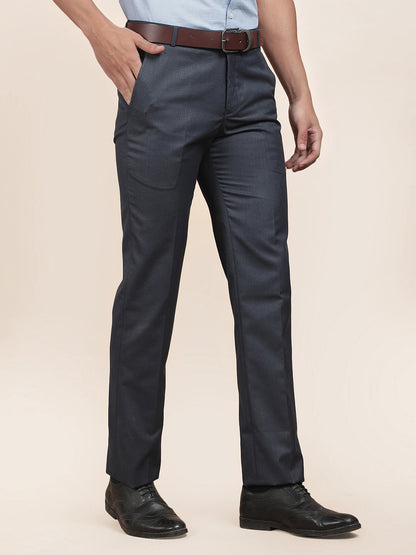 Formal Trouser for Men | Breathable & Soft with Color Fastness Regular Fit Cotton Blend Fabric Solid Pattern Hook & Bar Closure