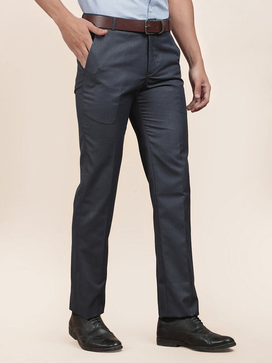 Formal Trouser for Men | Breathable & Soft with Color Fastness Regular Fit Cotton Blend Fabric Solid Pattern Hook & Bar Closure
