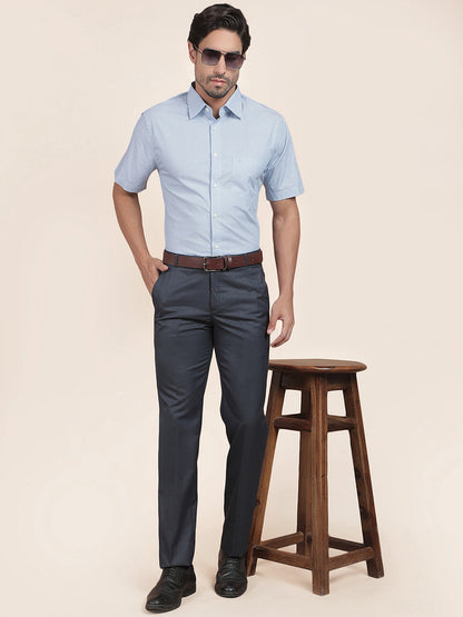 Formal Trouser for Men | Breathable & Soft with Color Fastness Regular Fit Cotton Blend Fabric Solid Pattern Hook & Bar Closure