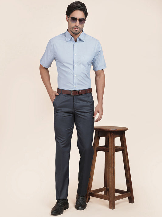 Formal Trouser for Men | Breathable & Soft with Color Fastness Regular Fit Cotton Blend Fabric Solid Pattern Hook & Bar Closure