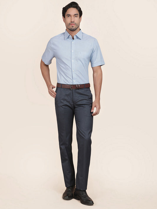 Formal Trouser for Men | Breathable & Soft with Color Fastness Regular Fit Cotton Blend Fabric Solid Pattern Hook & Bar Closure