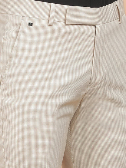 Formal Trouser for Men | Breathable & Soft with Color Fastness Regular Fit Cotton Blend Fabric Checked Pattern Hook & Bar Closure