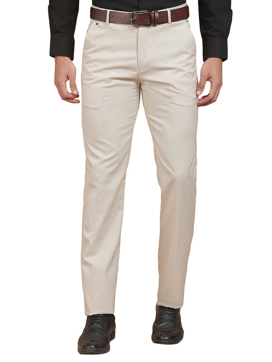 Formal Trouser for Men | Breathable & Soft with Color Fastness Regular Fit Cotton Blend Fabric Checked Pattern Hook & Bar Closure