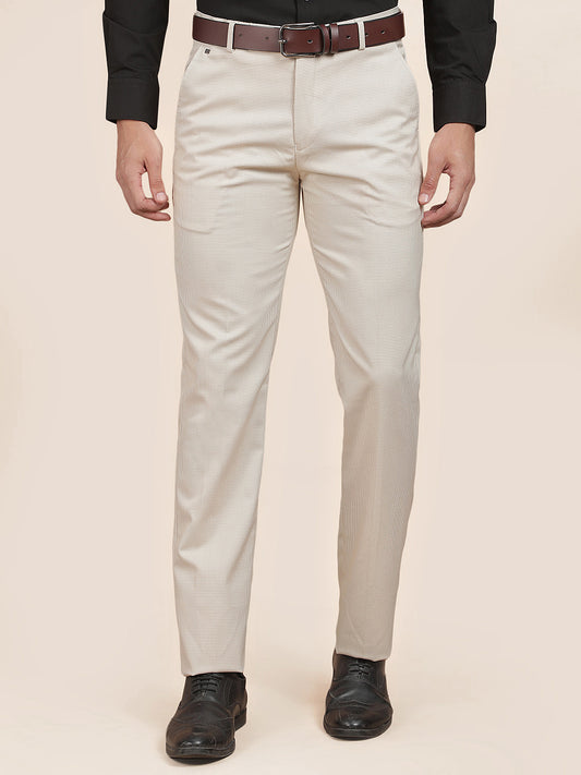 Formal Trouser for Men | Breathable & Soft with Color Fastness Regular Fit Cotton Blend Fabric Checked Pattern Hook & Bar Closure