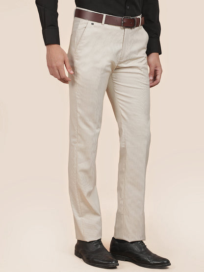 Formal Trouser for Men | Breathable & Soft with Color Fastness Regular Fit Cotton Blend Fabric Checked Pattern Hook & Bar Closure