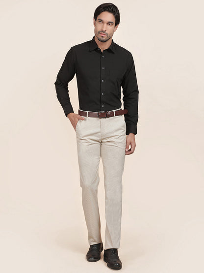 Formal Trouser for Men | Breathable & Soft with Color Fastness Regular Fit Cotton Blend Fabric Checked Pattern Hook & Bar Closure