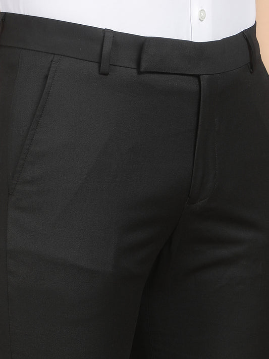 Men's Black Smart Fit Solid Formal Trouser