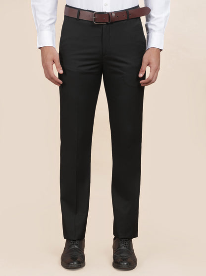Men's Black Smart Fit Solid Formal Trouser