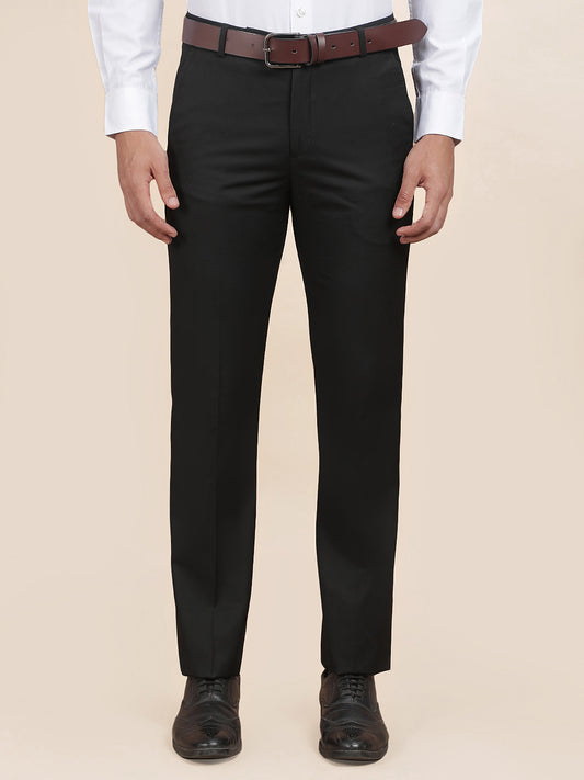 Men's Black Smart Fit Solid Formal Trouser