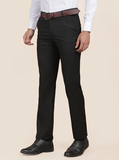 Men's Black Smart Fit Solid Formal Trouser