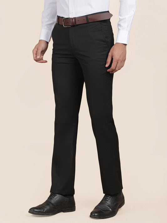Men's Black Smart Fit Solid Formal Trouser