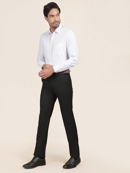 Men's Black Smart Fit Solid Formal Trouser