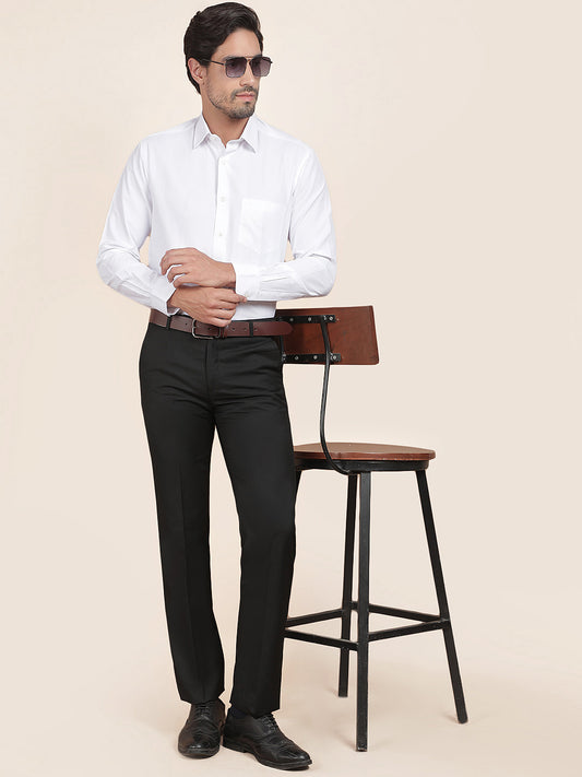 Men's Black Smart Fit Solid Formal Trouser