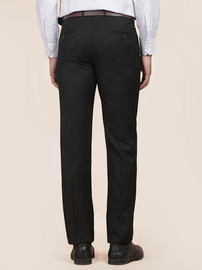 Men's Black Smart Fit Solid Formal Trouser