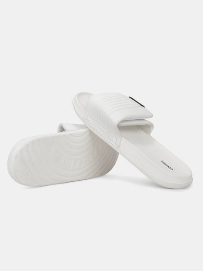 Men's White Colourblock Sliders