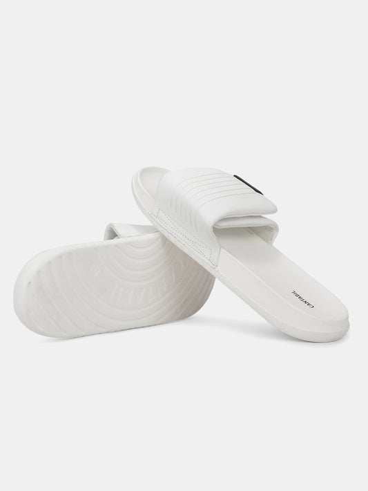 Men's White Colourblock Sliders