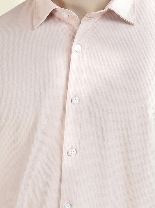 Casual Shirt for Men l Breathable & Soft with Color Fastness Slim Fit Polyester Fabric Self Design Pattern