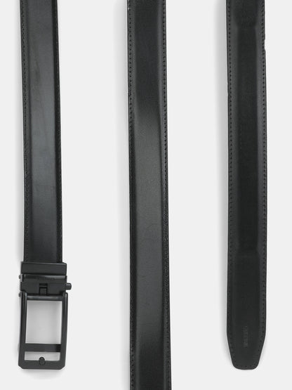 Men's Textured Black Formal Leather Belt | Auto Lock mechanism | Adjustable Cut-to-Fit Size up to 42 Inches