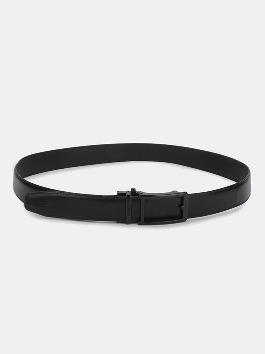 Men's Textured Black Formal Leather Belt | Auto Lock mechanism | Adjustable Cut-to-Fit Size up to 42 Inches